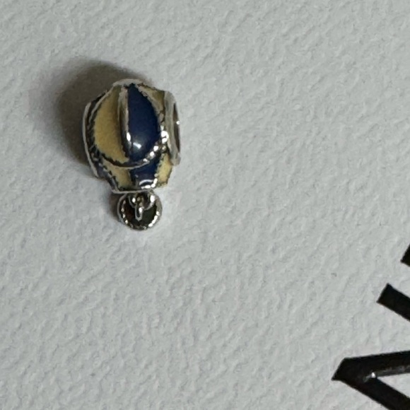 Authentic Pandora Blue and White Enamel Sterling Silver Hot Air Balloon Charm - Picture 7 of 7